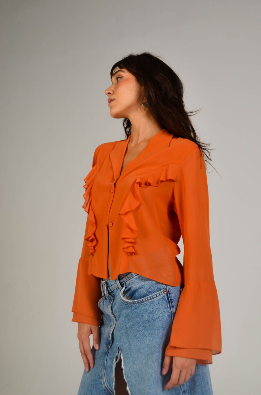 Camisa Babados Laranja