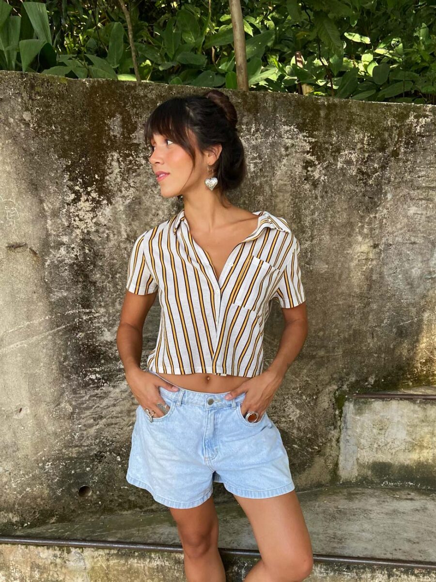 Camisa Cropped Listrada
