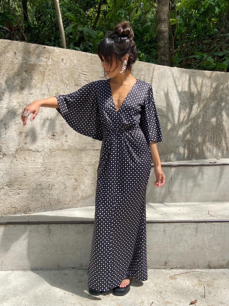 Vestido Poá Strass