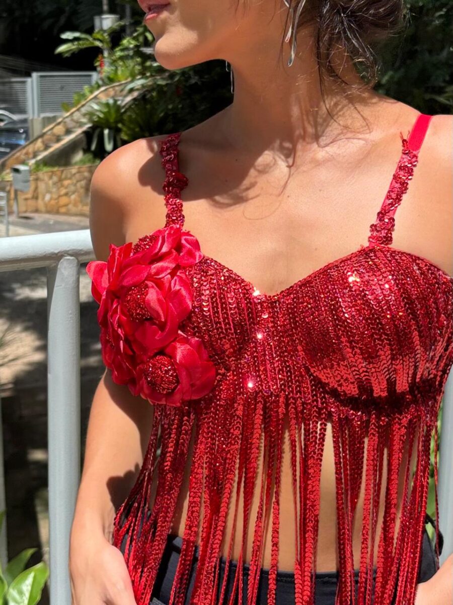 Top Paetê Vermelho