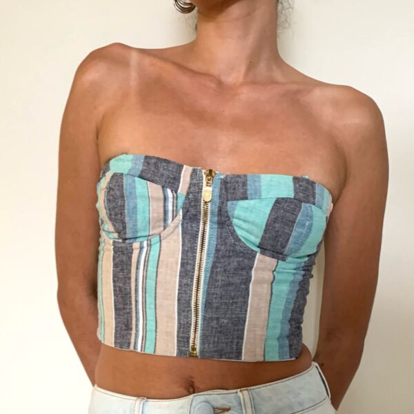 Cropped Meia-taça Listrado