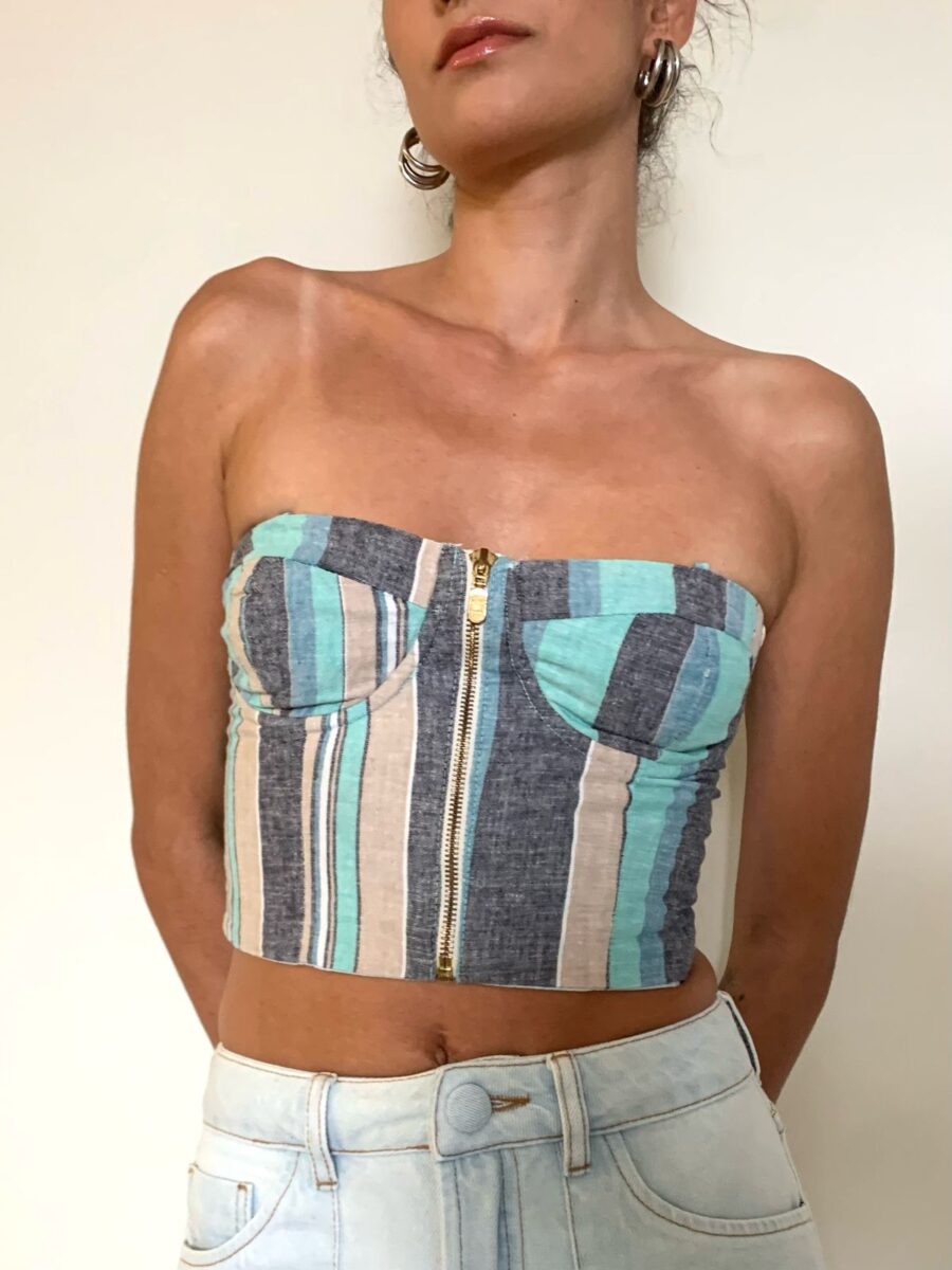 Cropped Meia-taça Listrado