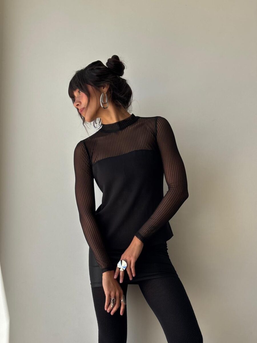 Blusa Manga Tule Listrado