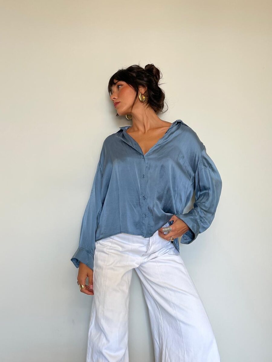 Camisa Seda Azul - Image 2