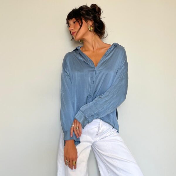Camisa Seda Azul
