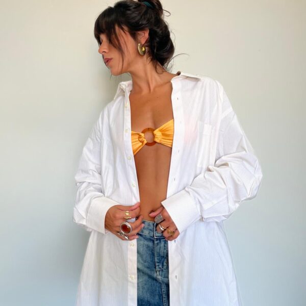 Camisa Listrada Off + Bege
