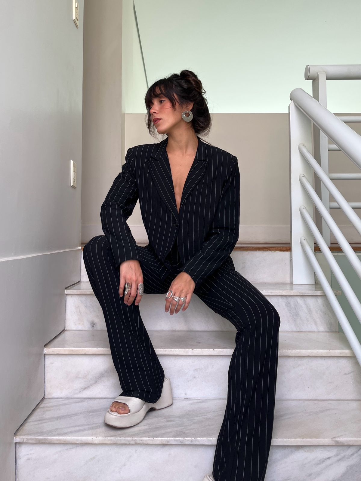 Conjunto Blazer e Calça Risca de Giz - Imagem 3