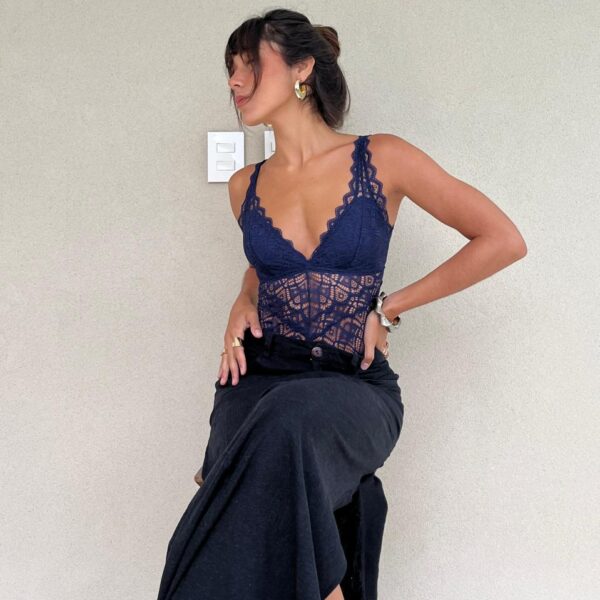 Body Renda Azul