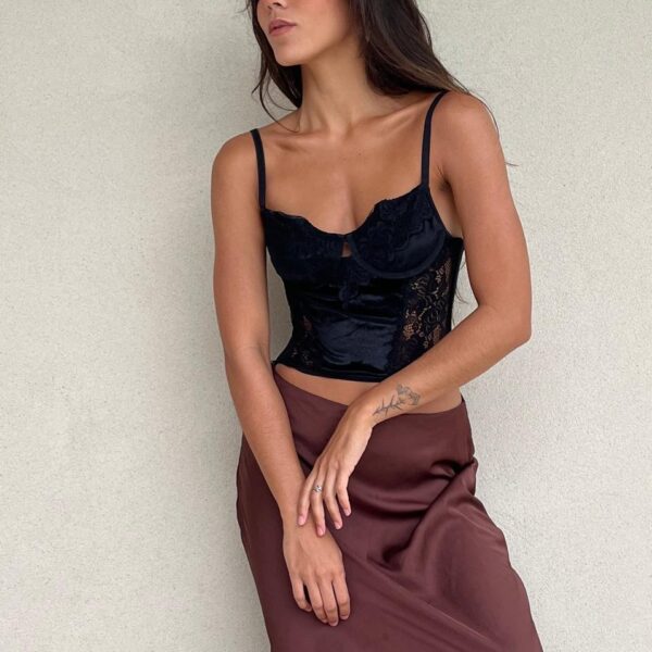 Corset Veludo e Renda Preto